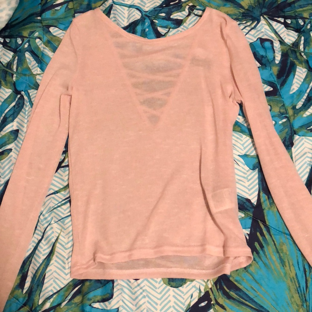 SMALL sheer pink sweater